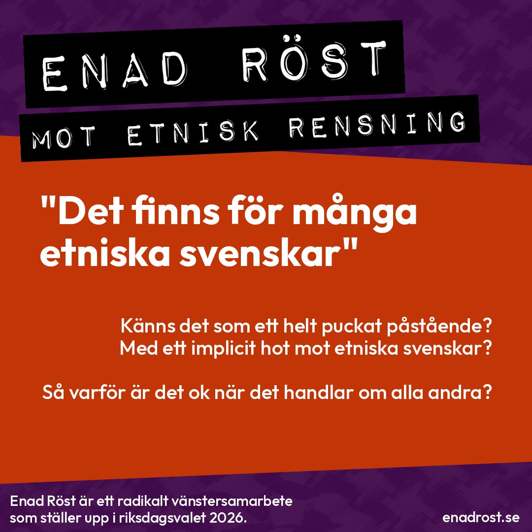 Rubtik: Enad Röst mot etnisk rensning.
Brödtext: