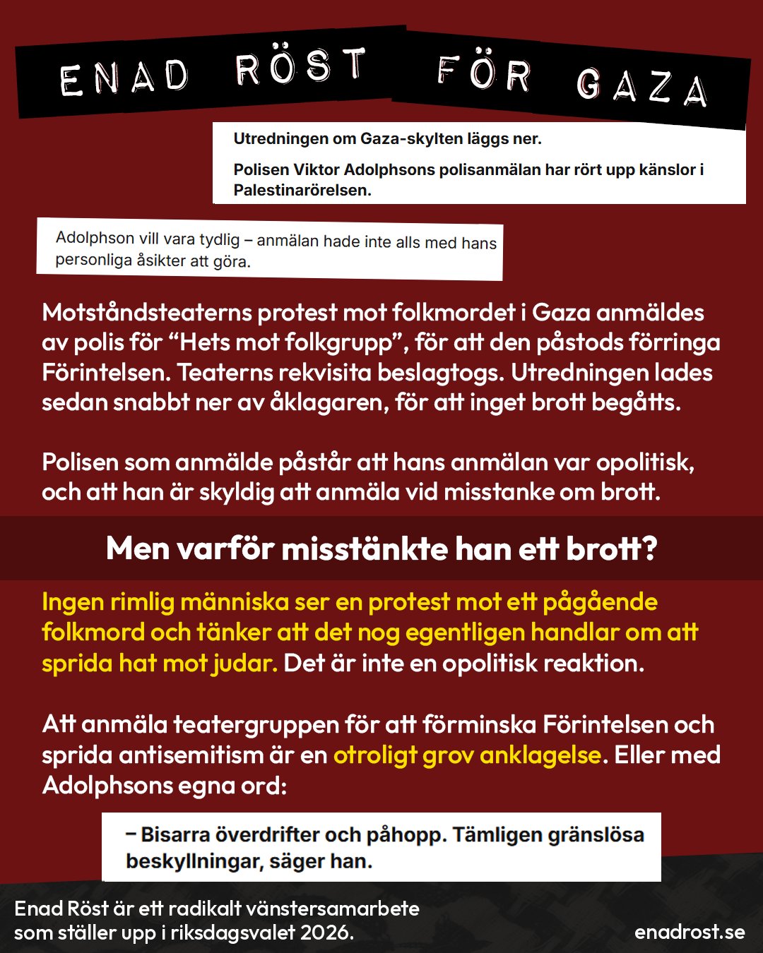 Vit text på röd bakgrund, under rubriken 